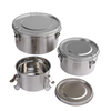 Round Stainless Steel Bento Lunch Food Box Container Sandwich Container With Lockable Clips