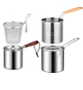 Multi Purpose Stainless Steel Camping Frying Pot with Strainer Basket & Lid