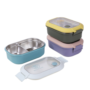 2 Compartment Stainless Steel Portion Control Lunch Box With Air Vent