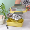 3 Compartment Stainless Steel Portion Control Lunch Box With Cutlery Set