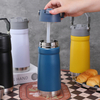 Reusable Wide Mouth Vacuum 304 Stainless Steel Insulated Water Bottle With Handles & Straw Lid for Adults