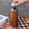 Wide Mouth 304 Stainless Steel Double Wall Wood Coated Travel Mug Thermal Cup Tumbler with Lid