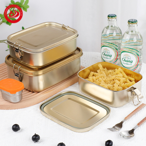 Gold Coating Rectangular Stainless Steel Containers Leakproof Lunch Box 