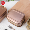 Bronze/Gold Coating 2 Layers Rectangular Stainless Steel Containers Leakproof Lunch Box 