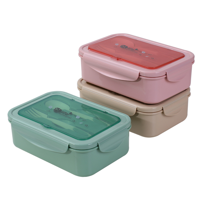 BJ-373 3 Compartment Lunch Box for Kids or Adults Includes Utensils plastic lunch box