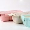 2 Compartment Versatile Wheat Straw Fiber Lunch Box with Air Vent & Utensil Set Lid