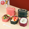 304 Stainless Steel Octagonal Lunch Box Insulation Multi-layer Food Storage Container with Cutlery