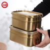 Bronze/Gold Coating 2 Layers Rectangular Stainless Steel Containers Leakproof Lunch Box 