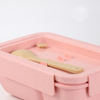 2 Compartment Versatile Wheat Straw Fiber Lunch Box with Air Vent & Utensil Set Lid