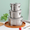 Round Stainless Steel Bento Lunch Food Box Container Sandwich Container With Lockable Clips