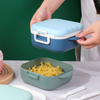  2 Layers Lunch Box Snack Containers With Utensil Set