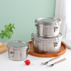 Round Stainless Steel Bento Lunch Food Box Container Sandwich Container With Lockable Clips