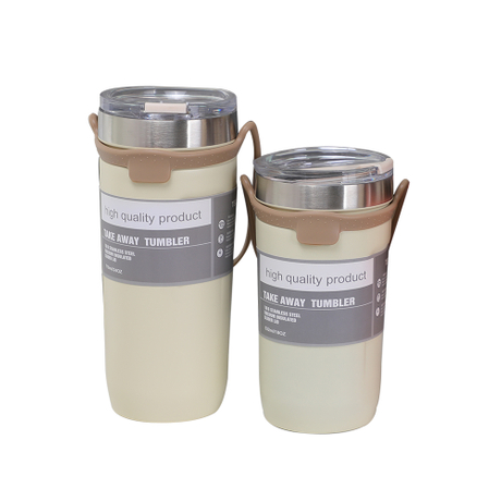 BJ-629 Double Walled Vacuum Wide Mouth Sport Water Bottle with Silicone Tote & Leak Proof Lids