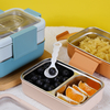 3 Compartment 2 Layers Stainless Steel Portion Control Lunch Box With Clear Lid