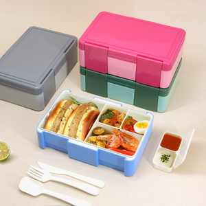 BPA Free Square Clear Plastic Food Container Lunch Box with Cutlery Set & Saucer Box