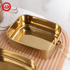 Bronze/Gold Coating 2 Layers Rectangular Stainless Steel Containers Leakproof Lunch Box 