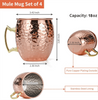 Copper Mug Pure Copper Cup Handmade With A Painted Hammered Surface Smooth Round Lips Ergonomic Handle With Solid Grip