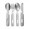 Portable Stone Wash Camping Utensil 5pcs Steel Silver Vintage Flatware Travel Cutlery Set With Case