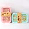 2 Compartment Versatile Wheat Straw Fiber Lunch Box with Air Vent & Utensil Set Lid