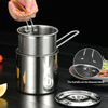 Multi Purpose Stainless Steel Camping Frying Pot with Strainer Basket & Lid