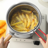 Stainless Steel Frying Pot Long Handle Deep Fryer Cooking Pot with Strainer Basket & Lid