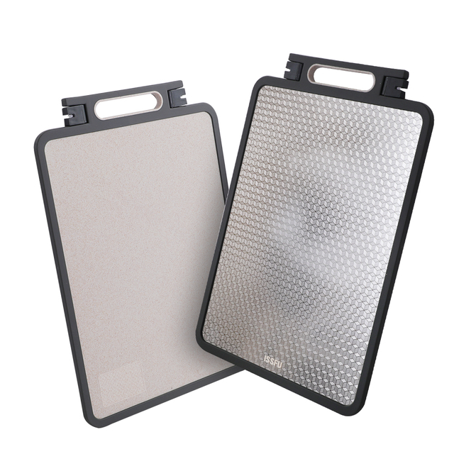 BJ-695 Scratch-resistant Double Sided Chopping Board Mesh Design Stainless Steel Cutting Board 
