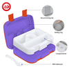 4 Compartment Style Kids Lunch Box Set with Reusable Plastic Utensils