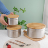 Home Accessories Round Crisper Sealing Bowls Lunch Box With Bamboo Lid