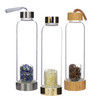  Bamboo Leak-Proof Lid Wellness Glass Includes Protective Sleeve and Removable Crystal Water Bottle