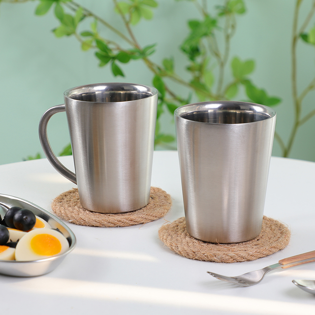 304 Oțel inoxidabil de cafea cu perete dublu cupe de bere 10oz cu mâner 
