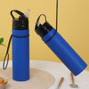 Silicone Insulated Sports Water Bottle Includes Both Straw and Sip Lid for Fitness&Gym&Outdoor