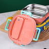 3-Compartment Design Stainless Steel Bento Box for Kids with Portable Cutlery