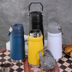 Reusable Wide Mouth Vacuum 304 Stainless Steel Insulated Water Bottle With Handles & Straw Lid for Adults