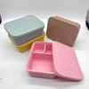 Leak Proof Lunch Box with 3 Removable Compartments Platinum Silicone Bento Box