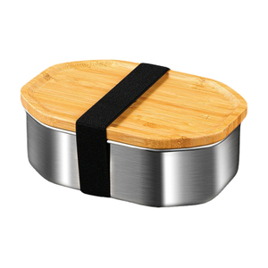 800ml Octagonal Stainless Steel Lunch Box Bento Container with Bamboo Lid
