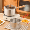 Stainless Steel Frying Pot Long Handle Deep Fryer Cooking Pot with Strainer Basket & Lid