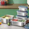 5 Pic Rectangular Stainless Steel Containers Leakproof Lunch Box Set