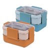 3 Compartment 2 Layers Stainless Steel Portion Control Lunch Box With Clear Lid