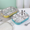 18/8 Stainless Steel Bento Lunch Box 5 Compartments with Clear Lid