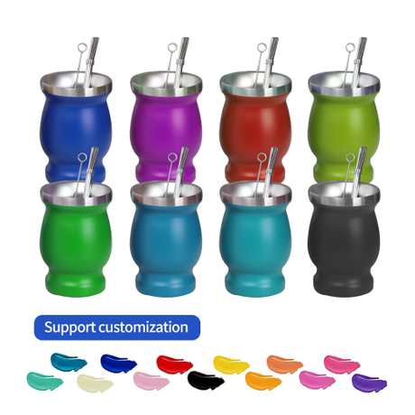 BJ-724 Yerba Mate Cup and Bombilla Set Includes One Yerba Mate Cup & Two Bombilla Mate (Straw) & Brush