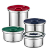 304 Stainless Steel Round Containers Leakproof Fresh-keeping Box With Silicone Lid