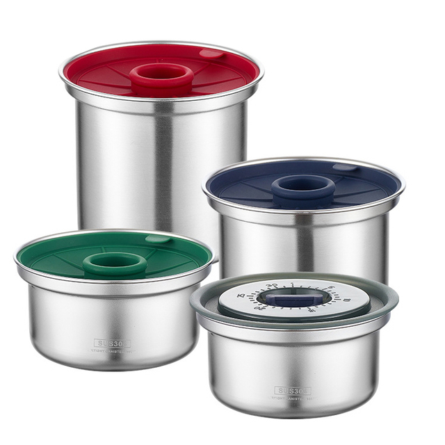 304 Stainless Steel Round Containers Leakproof Fresh-keeping Box With Silicone Lid