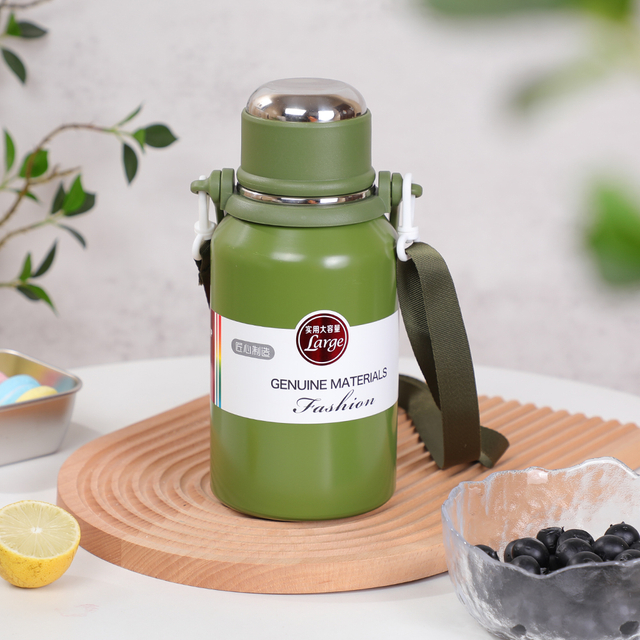 BJ-291 Stainless Steel Insulated Water Bottle with Straw Lid & Spout Lid & Paracord Handle Stainless Steel Water Bottle