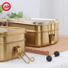 Bronze/Gold Coating 2 Layers Rectangular Stainless Steel Containers Leakproof Lunch Box 