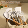 Kitchen Cooking Utensils Set 33 Pcs Non-Stick Silicone Cooking Kitchen Utensils Spatula Set With Holder Wooden Handle