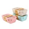 2 Compartment Versatile Wheat Straw Fiber Lunch Box with Air Vent & Utensil Set Lid