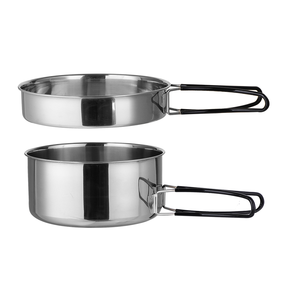 304 Stainless Steel Camping Folding Handle Cookware Camping Cook Pot