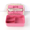 3 Compartment Versatile Wheat Straw Fiber Lunch Box with Utensil Set & Phone Holder