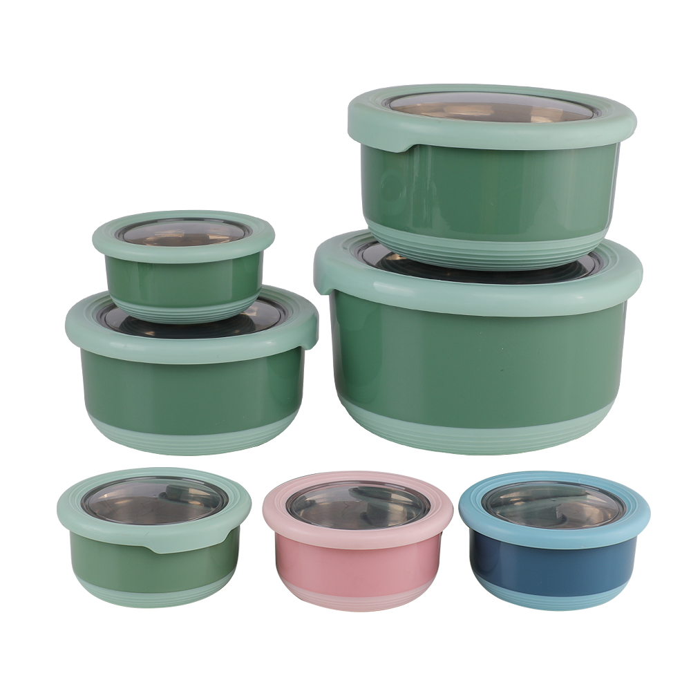 Home Accessories Round Crisper Sealing Bowls 5 Piece Set Lunch Box