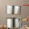 Stainless Steel Frying Pot Long Handle Deep Fryer Cooking Pot with Strainer Basket & Lid